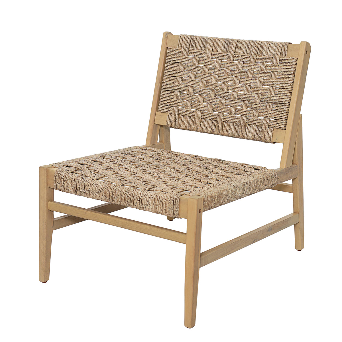 Acacia Wood Patio Club Chair with Wicker - Light Brown or Light Grey, photo 5 of 10