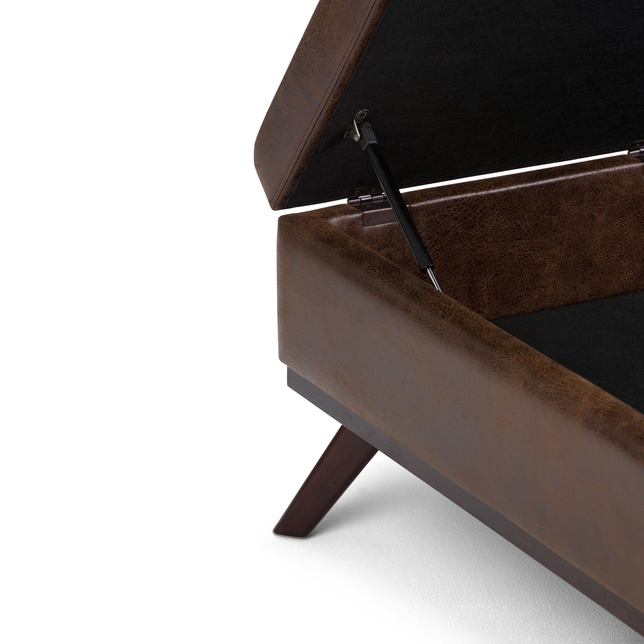 Owen - Square Coffee Table Storage Ottoman - Distressed Chestnut Brown by HouseOfZazla