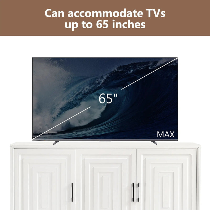 TV Stand For TVs Up To 65", Modern Entertainment Center Media Console Cabinet With 2 Spacious Storage Space, Solid Wood Legs For Living Room by HouseOfZazla