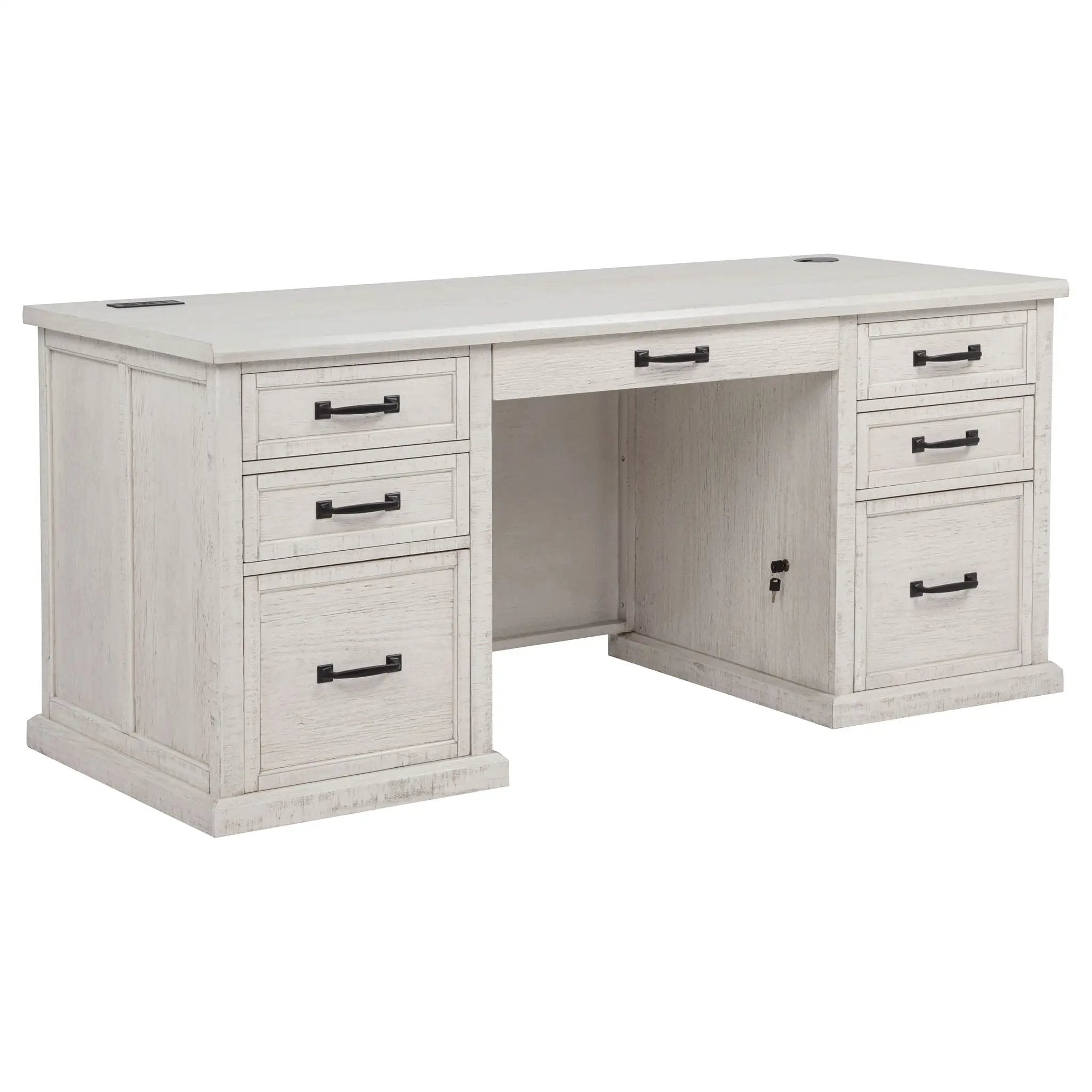 Altidore 68-inch 7-drawer Executive Home Office Desk Distressed White by Unique Piece Furniture