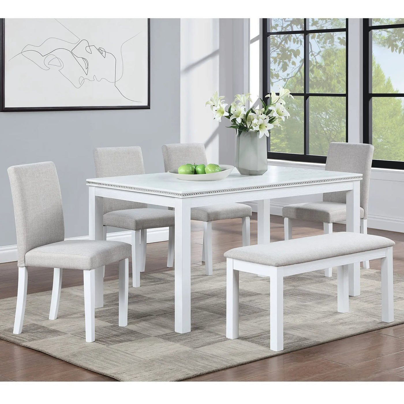 Dining Table Set With Crystal Decoration And Upholstered Chairs by HouseOfZazla