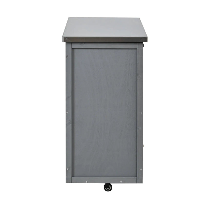 Outdoor Kitchen Island Fir Wood Prep Station with Stainless Steel Top by HouseOfZazla