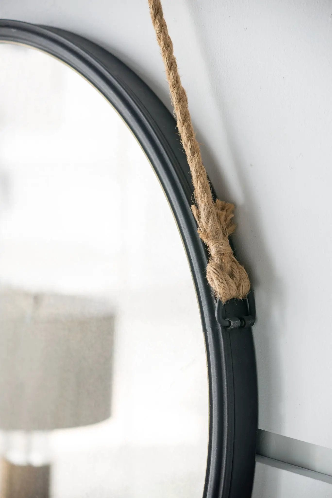 Handsome Cleveland Mirror With Rope Strap Contemporary Design Circle Mirror With Round Metal Frame For Wall Decor by HouseOfZazla