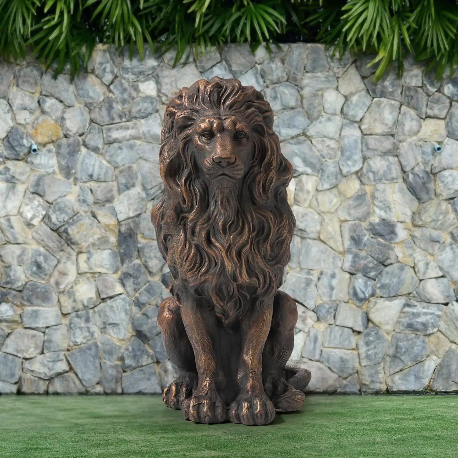 20.5" Lion Statue - Resin Outdoor Guardian Sculpture by HouseOfZazla