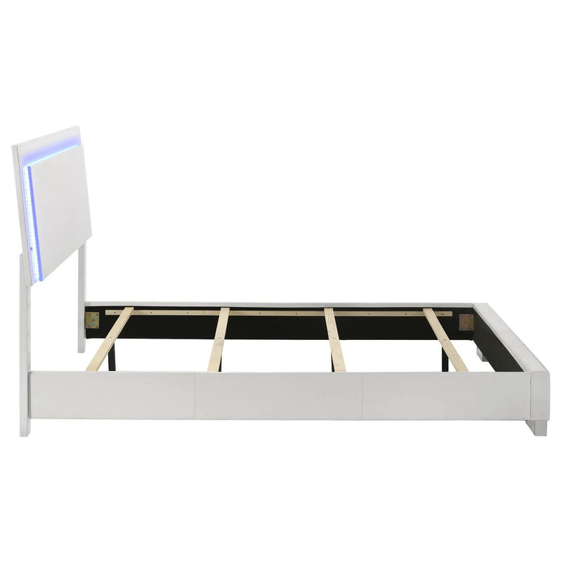 Felicity Wood Queen LED Panel Bed White High Gloss by Unique Piece Furniture