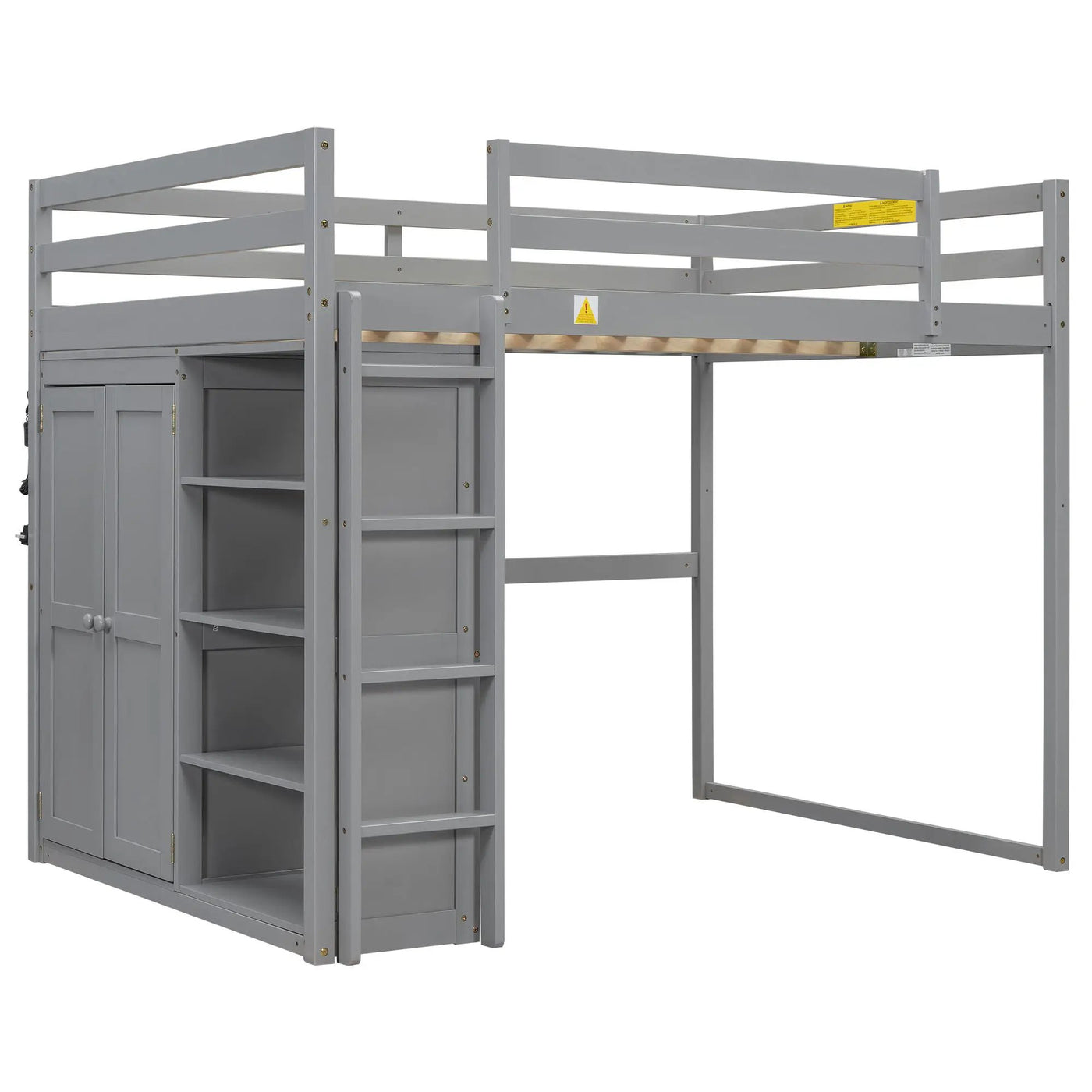 Loft Bed With Built In Wardrobe, Storage Shelves, And LED Light by HouseOfZazla
