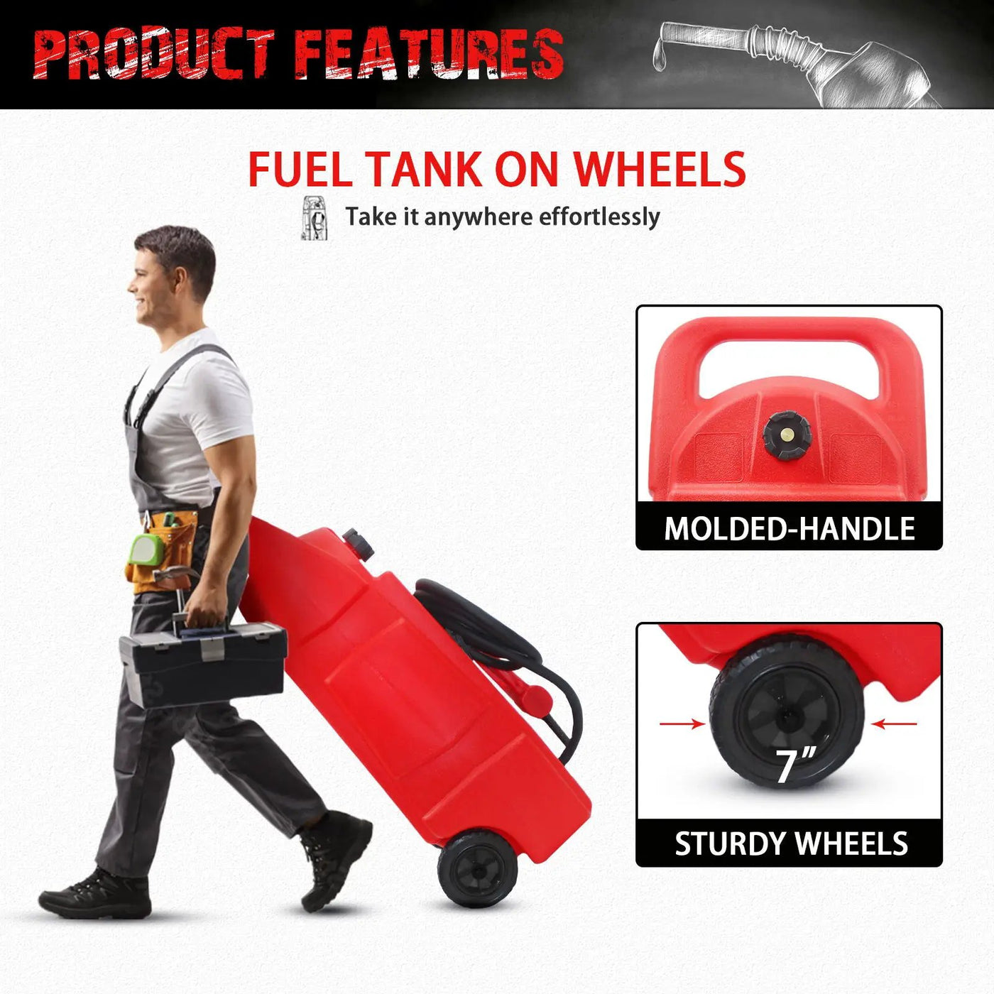 Gas Caddy With Wheels, Fuel Transfer Tank, Gasoline Diesel Can by HouseOfZazla