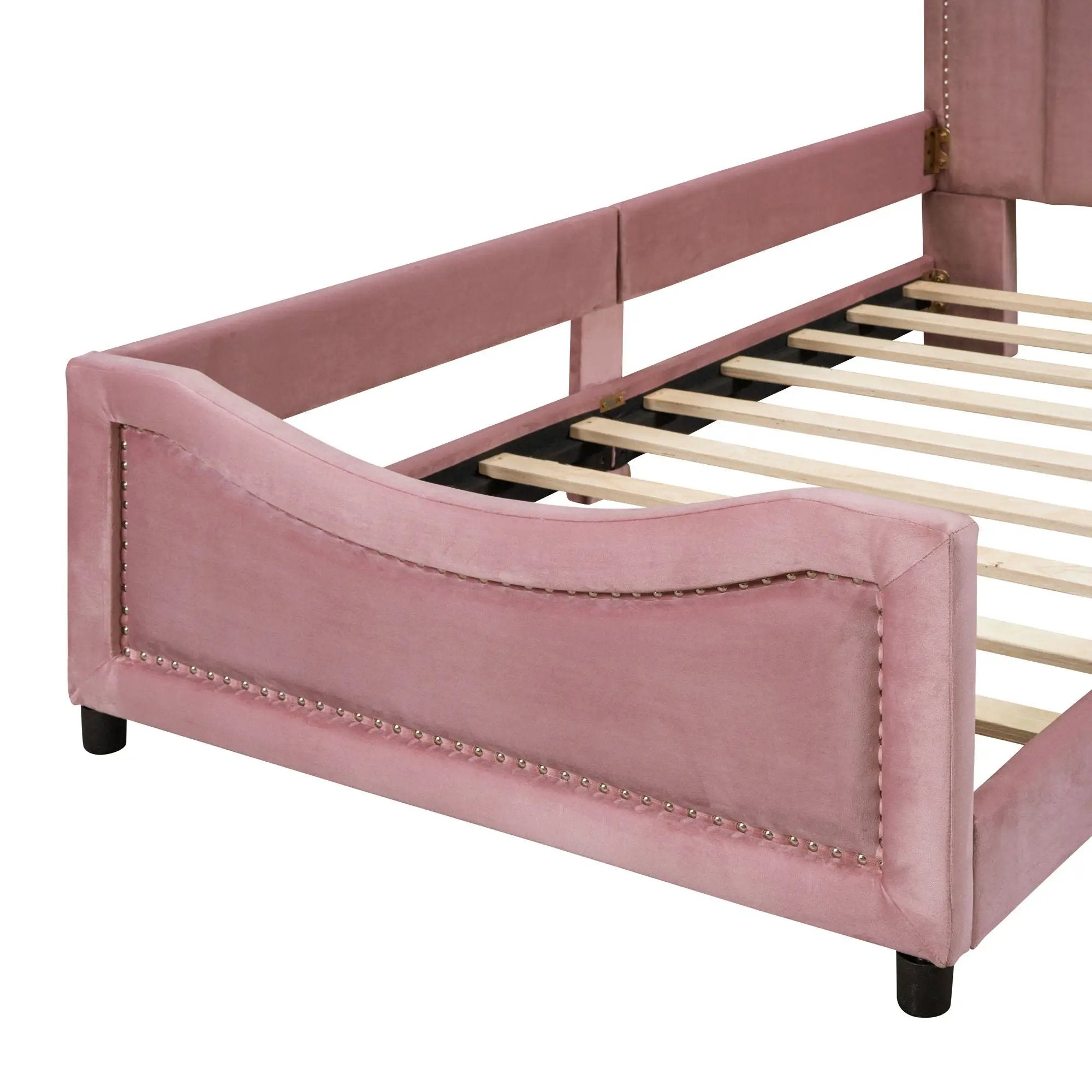 Upholstered Daybed With Classic Stripe Shaped Headboard by HouseOfZazla