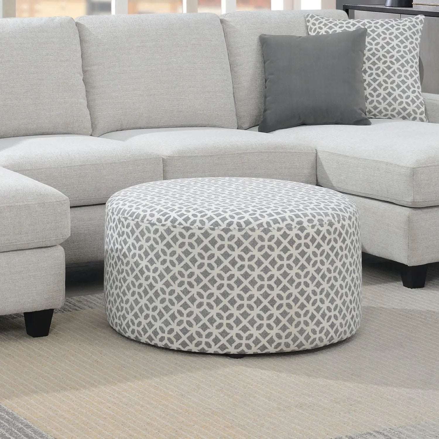 Round Ottoman - Gray by Unique Piece Furniture