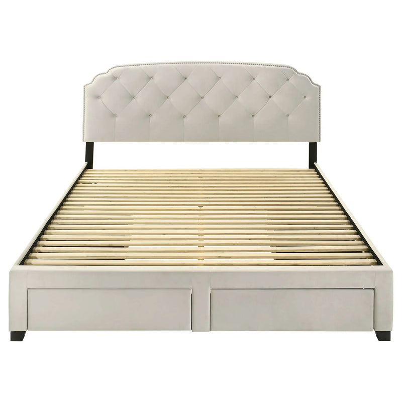 Marianna 4-drawer Upholstered Eastern King Storage Bed Cream by Unique Piece Furniture