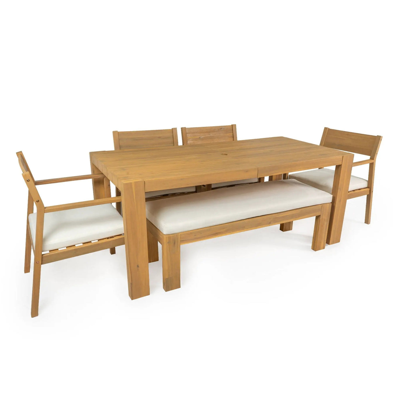 Outdoor Dining Set Rectangular Table With Umbrella Hole by HouseOfZazla