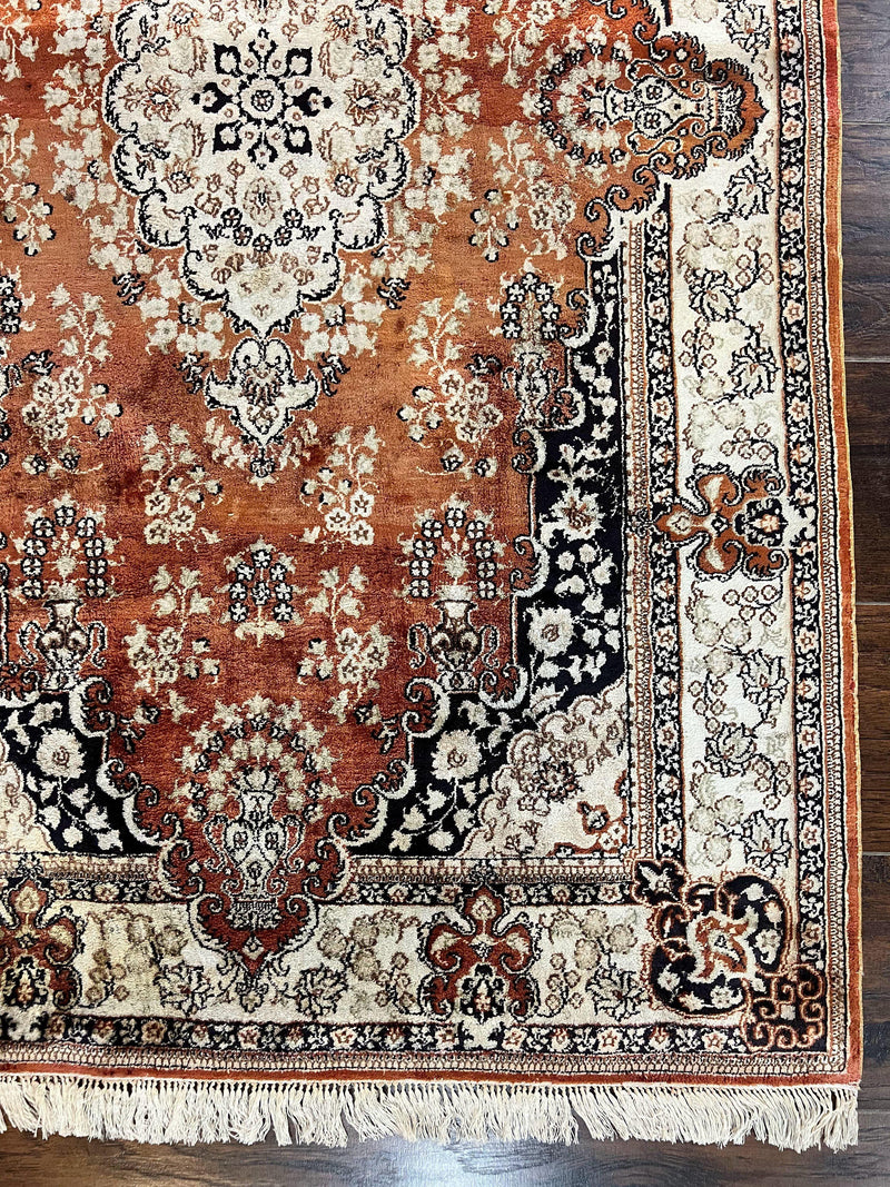 Turkish Silk Rug 3x5, Very Fine 400 KPSI, Floral Medallion, Hand Knotted by Jewel Rugs