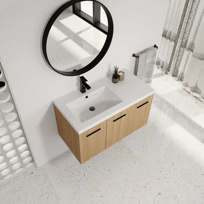 Wall Mounted Floating Bathroom Vanity With Sink, 3 Door Modular Cabinet by Unique Piece Furniture