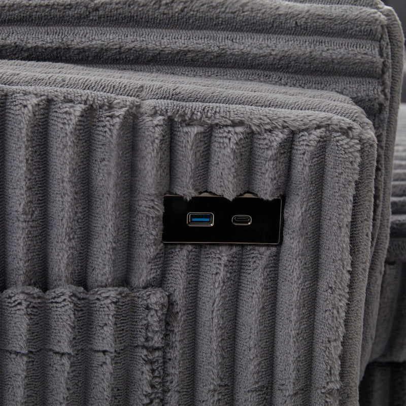Convertible U-Shaped Sectional Sofa Bed With USB Ports And Storage by HouseOfZazla