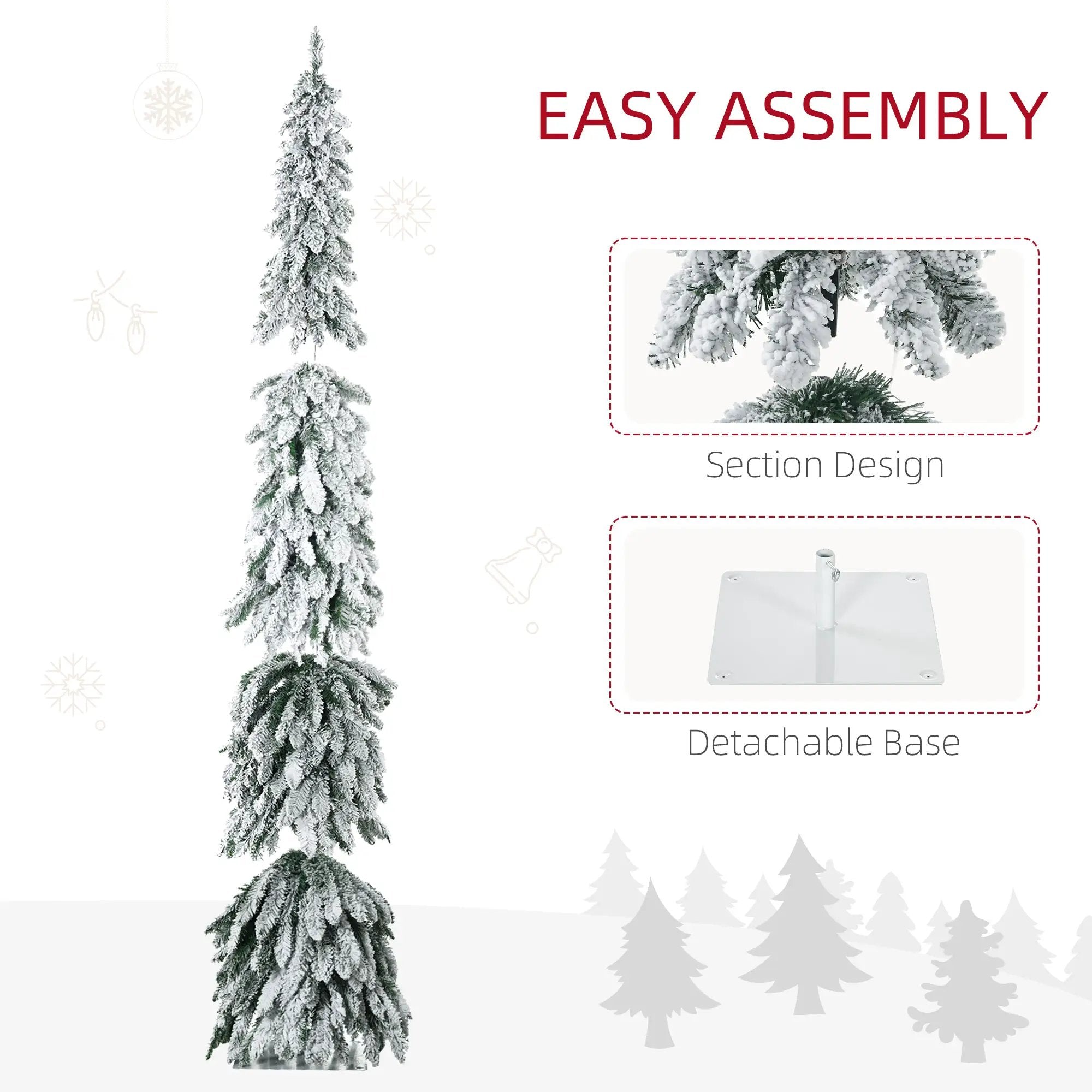 HOMCOM 7ft Tall Prelit Pencil Artificial Christmas Tree by HouseOfZazla