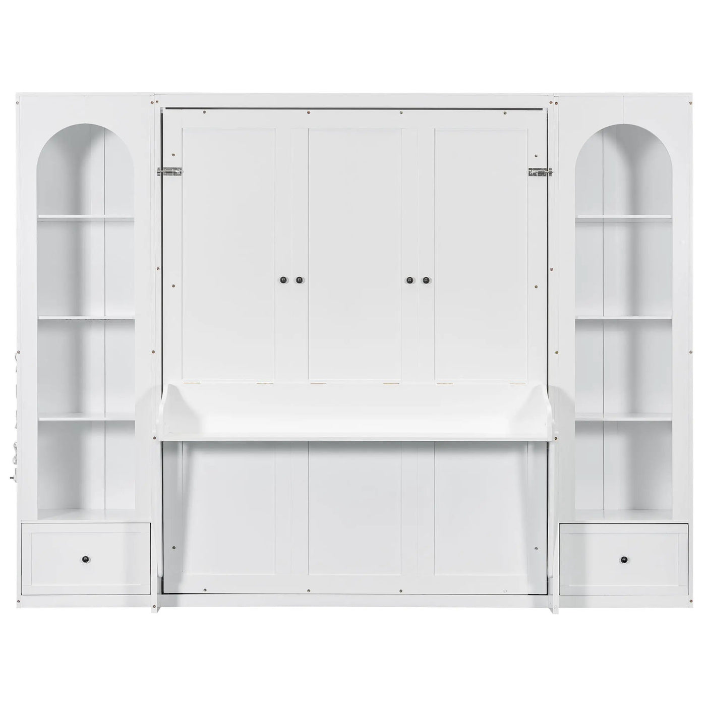 French Style Murphy Platform Bed With Shelf, Side Cabinets, Drawers And LED by HouseOfZazla