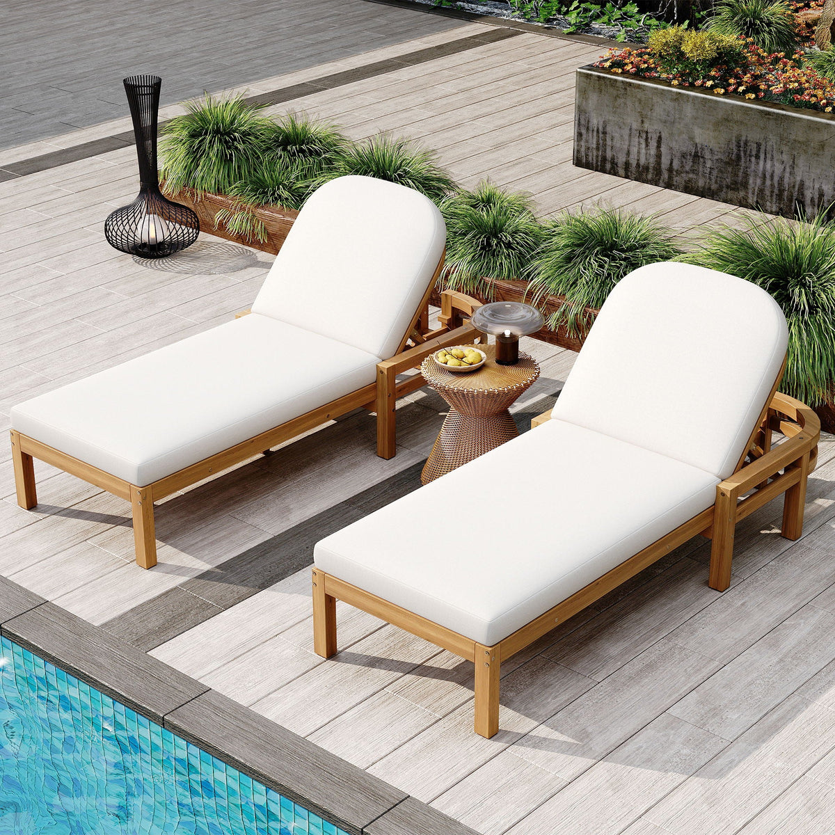 Outdoor Chaise Lounge With 5 Position Adjustable Backrest (Set of 2), photo 10 of 13
