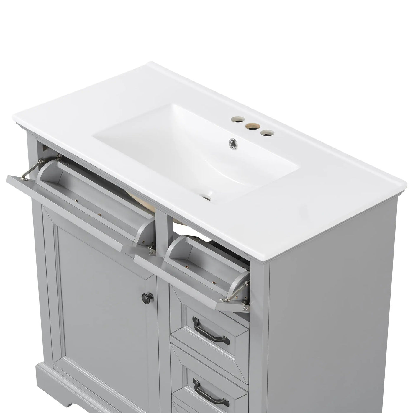 36" Bathroom Vanity With Sink, 2 Tip-Out Drawers, Soft Close Hinges by HouseOfZazla