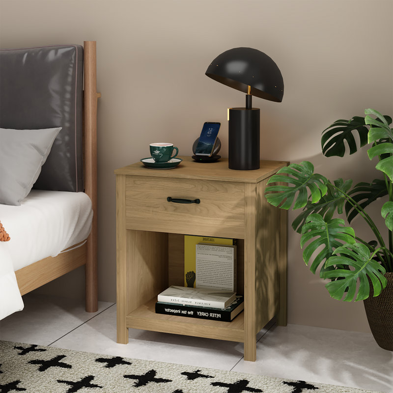 Wood Nightstand with Drawer and Open Shelf by HouseOfZazla