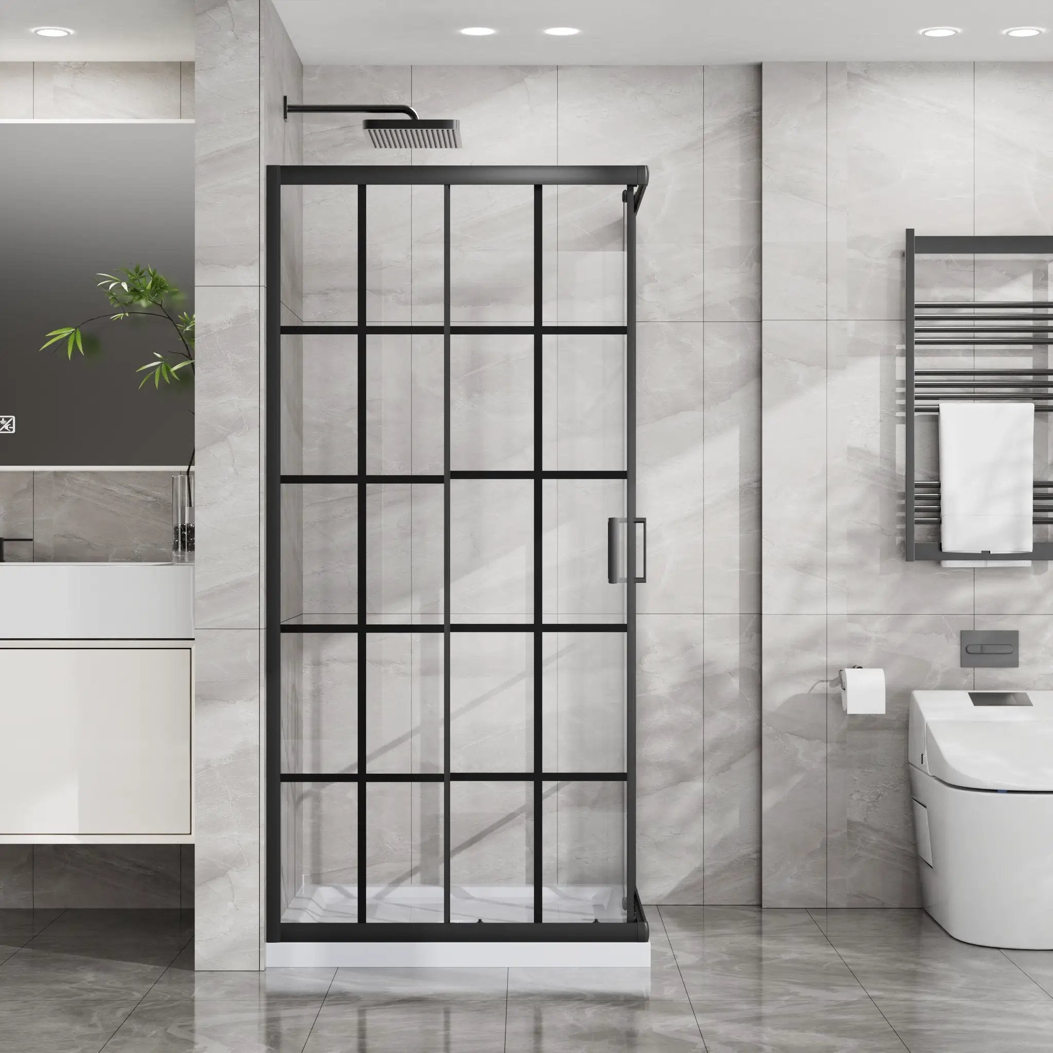 Goodyo Corner Shower Door - 36" D x 36" W x 72" H by HouseOfZazla