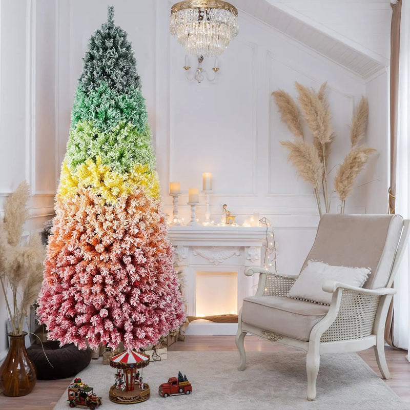 7.5ft Rainbow Gradient Flocked PVC Christmas Tree by HouseOfZazla