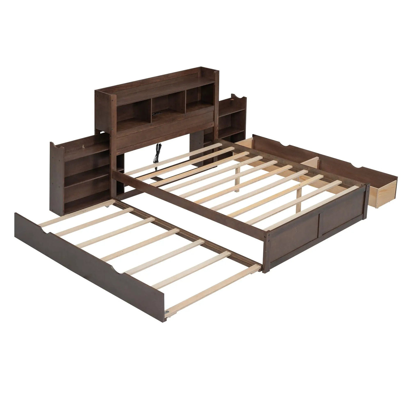 Storage Platform Bed With Pull Out Shelves, Trundle, And 2 Drawers by HouseOfZazla