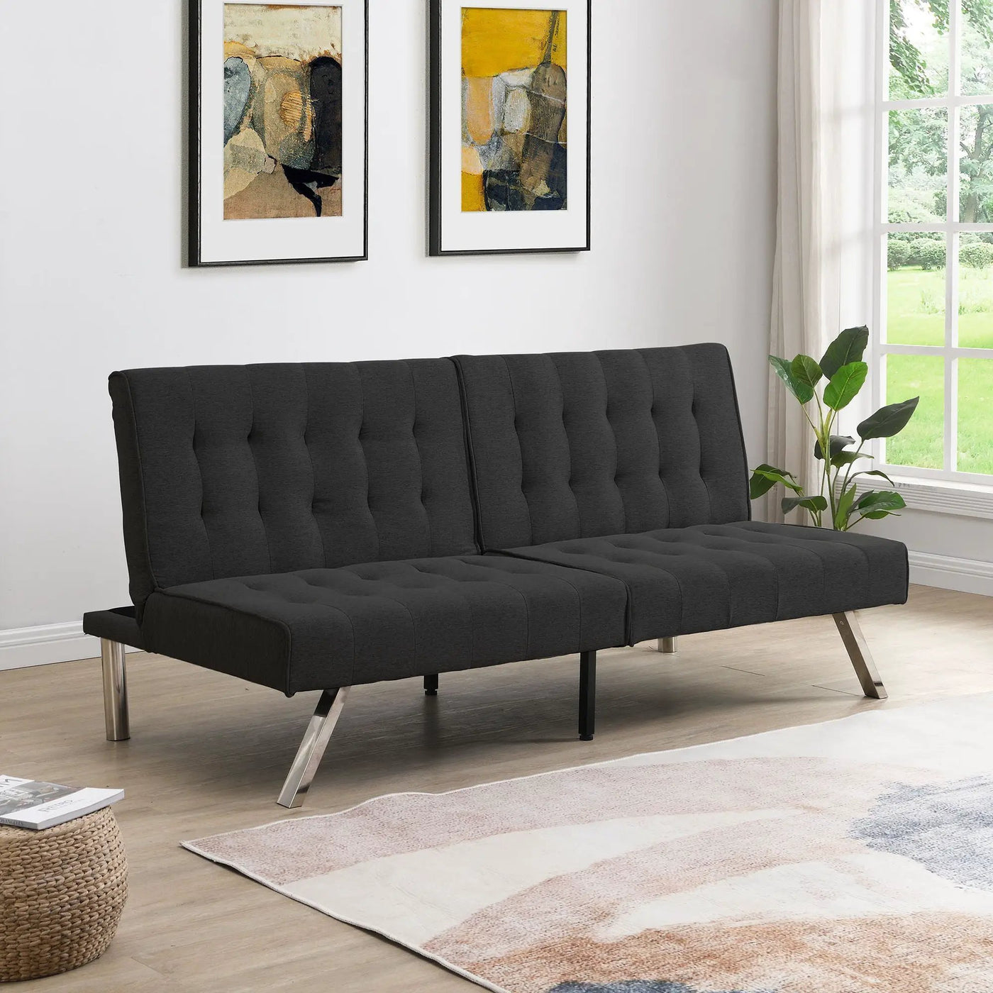 Modern Sofa Bed With Wood Frame And Stainless Legs by HouseOfZazla