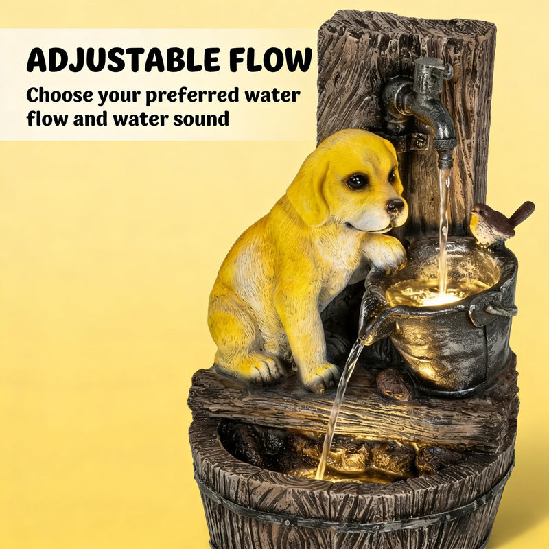 Resin Puppy Garden Outdoor Water Fountain 22 Inch, photo 5 of 7