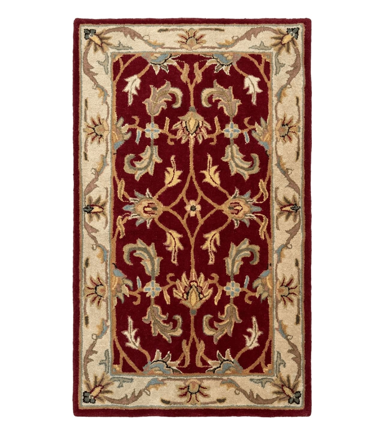 Small Floral Wool Rug 3x5, Safavieh Heritage Collection, Dark Red, Pair A by Jewel Rugs
