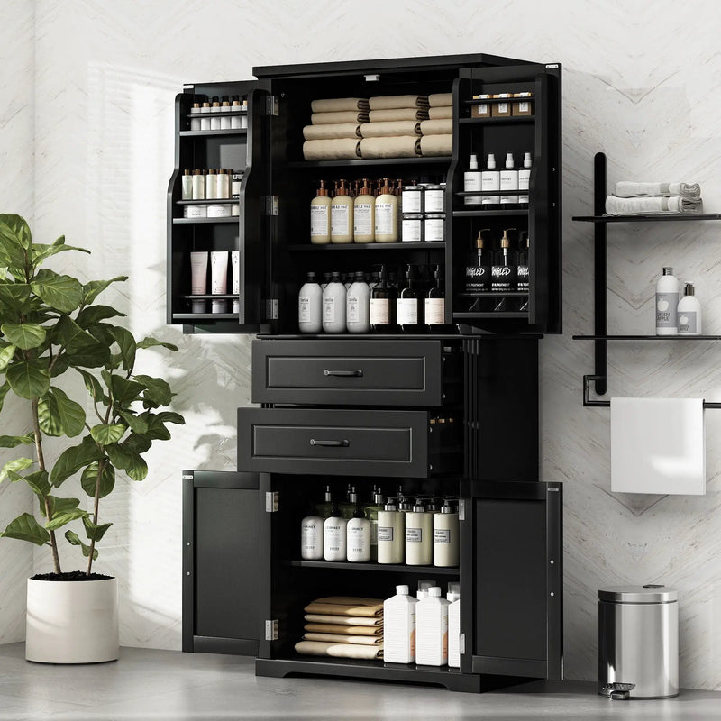 Multi Functional Storage Cabinet With Adjustable Shelves, 2 Drawers, Door Shelves by HouseOfZazla