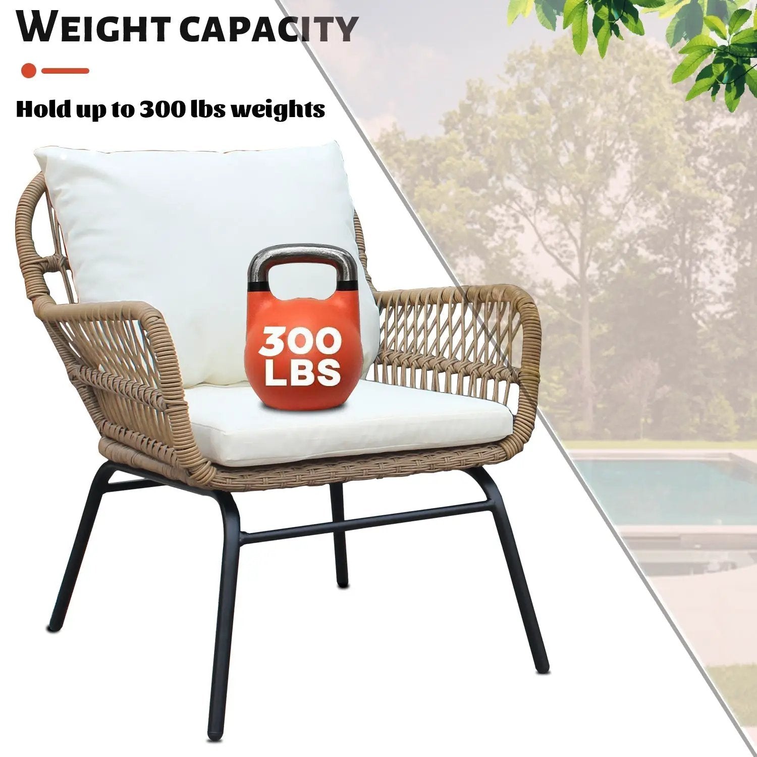 6PCS Outdoor Patio Balcony Natural Color Wicker Sofa Chair Set with Beige Cushion,Round Tempered Glass Table by HouseOfZazla