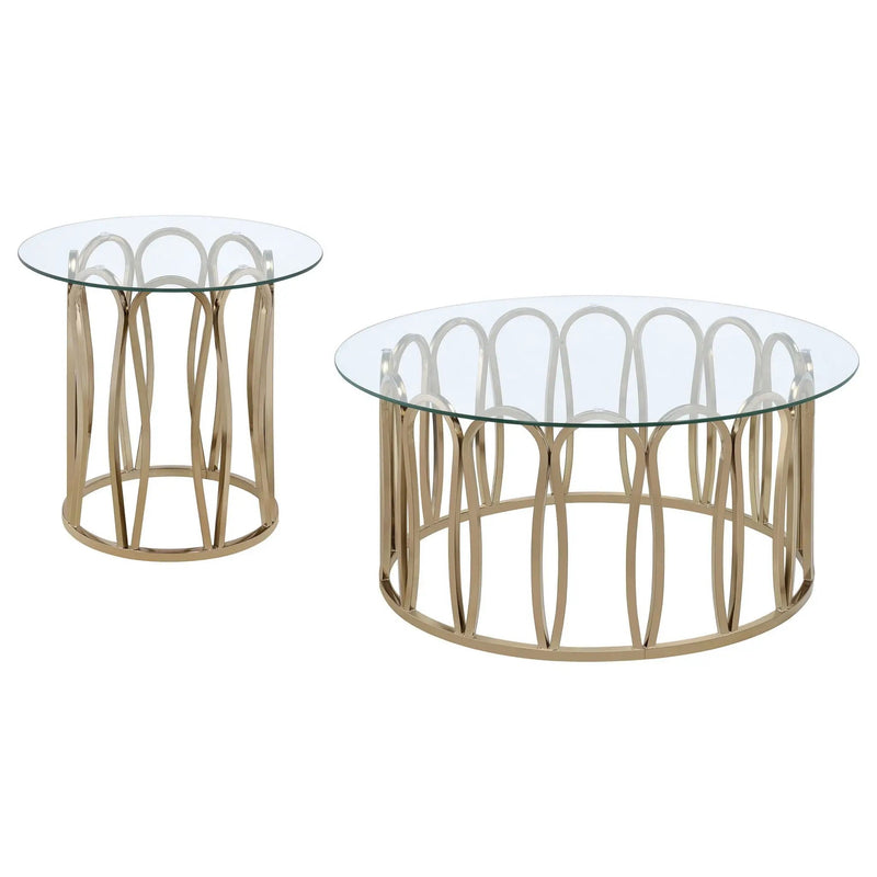 Monett 2-piece Coffee and End Table Set Chocolate Chrome by Unique Piece Furniture