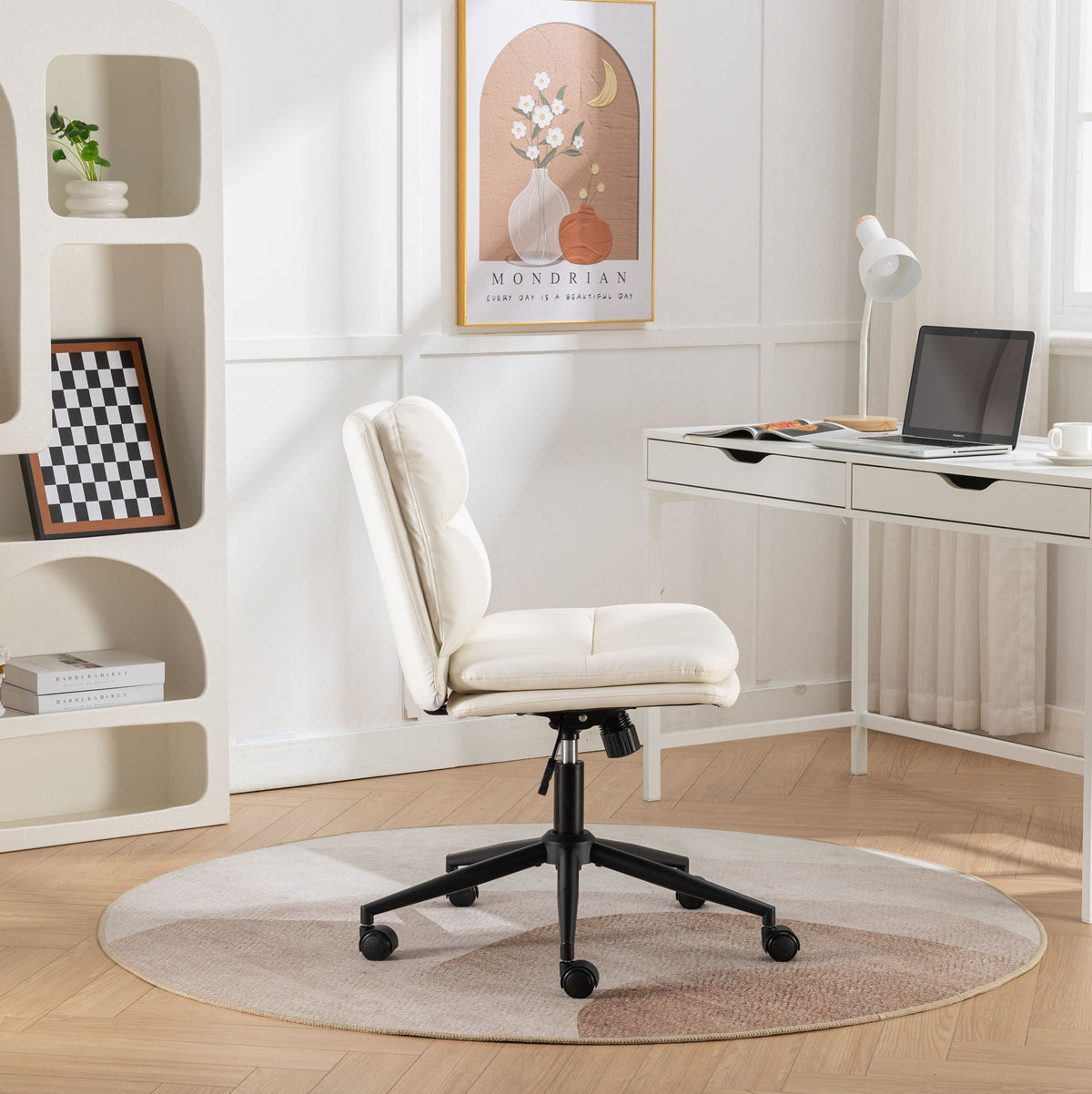 Adjustable Swivel Criss-Cross Chair with Wide Seat - White, photo 4 of 4