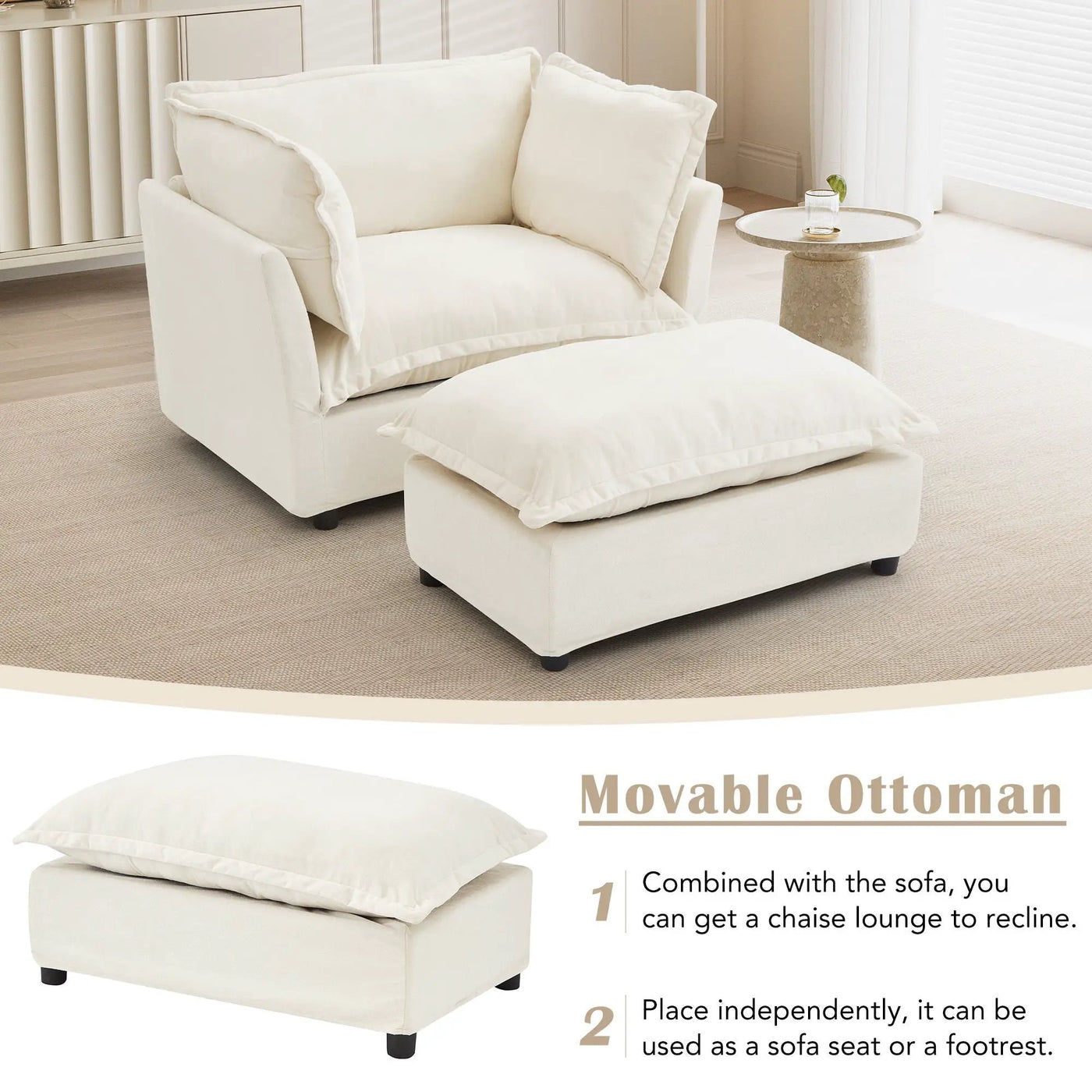Modern Armchair Sofa With Movable Ottoman by HouseOfZazla