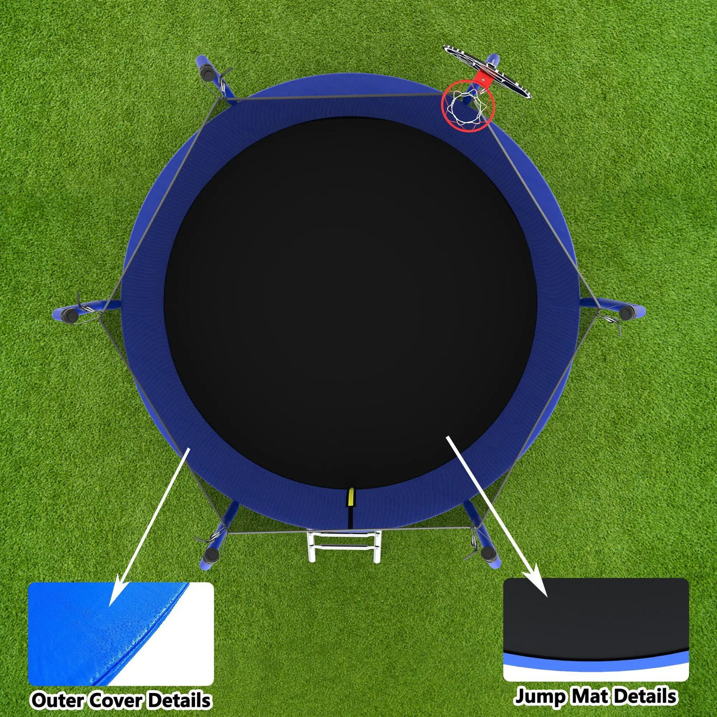 Trampoline With Basketball Hoop, Astm Approved Reinforced Type Outdoor Trampoline With Enclosure Net by HouseOfZazla