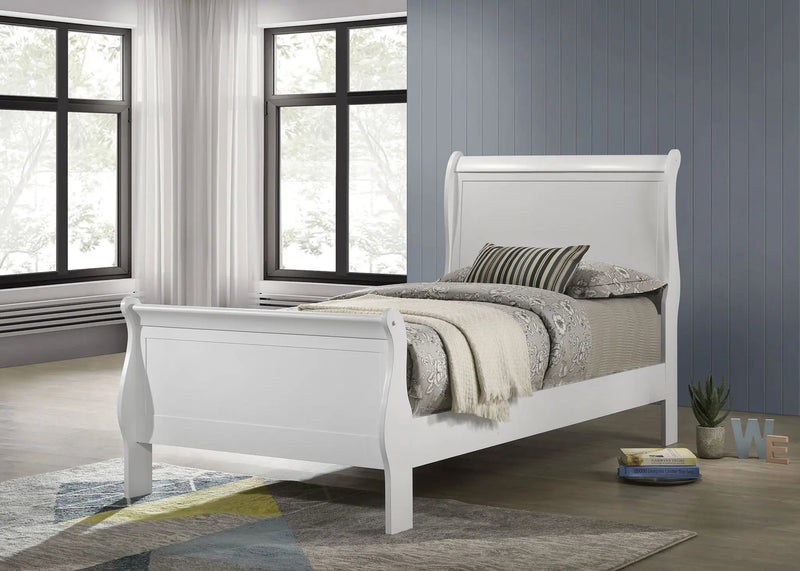 Louis Philippe 47-inch Twin Sleigh Panel Bed White by Unique Piece Furniture