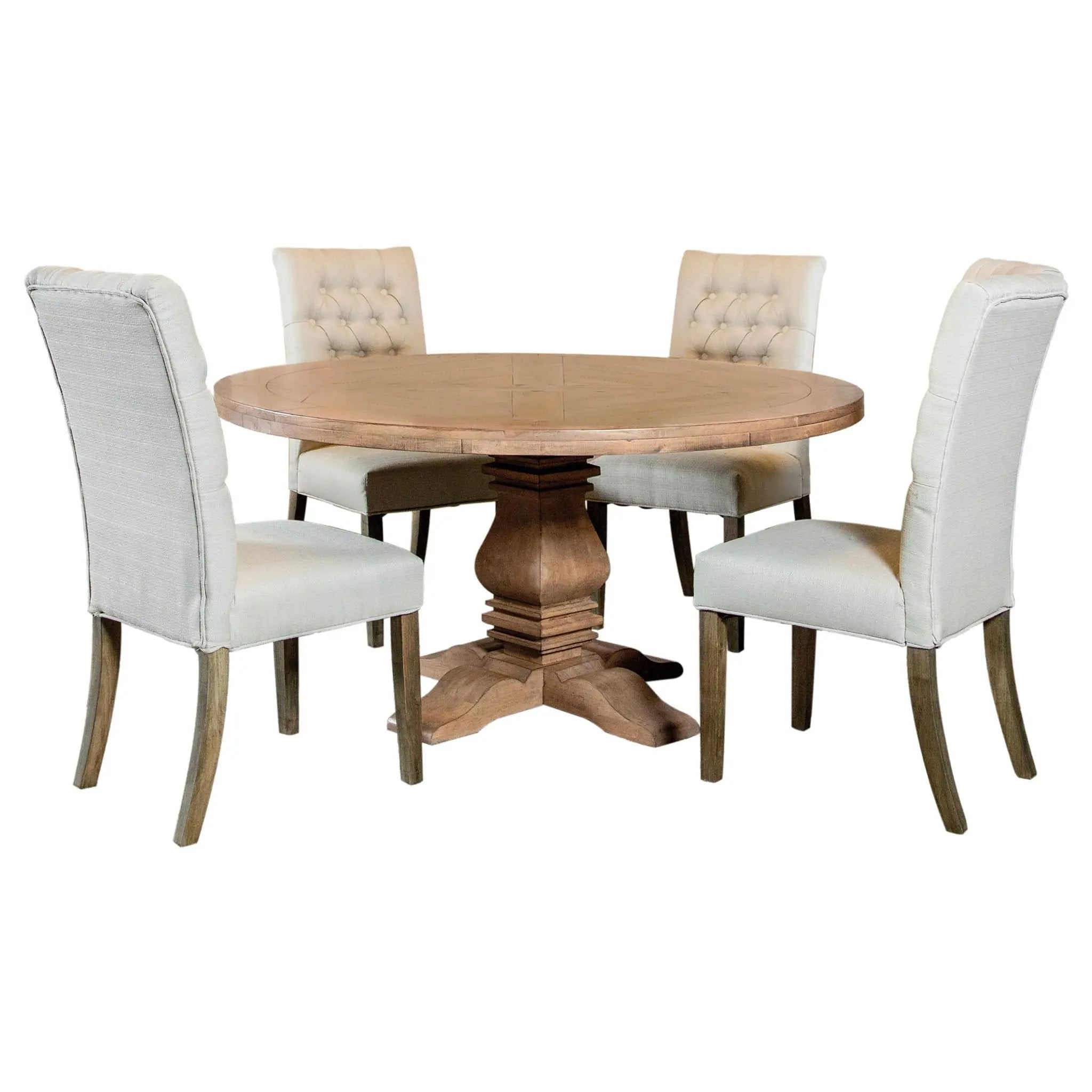 Crux - 5 Piece Round Dining Table Set With Upholstered Chairs - Honey by HouseOfZazla