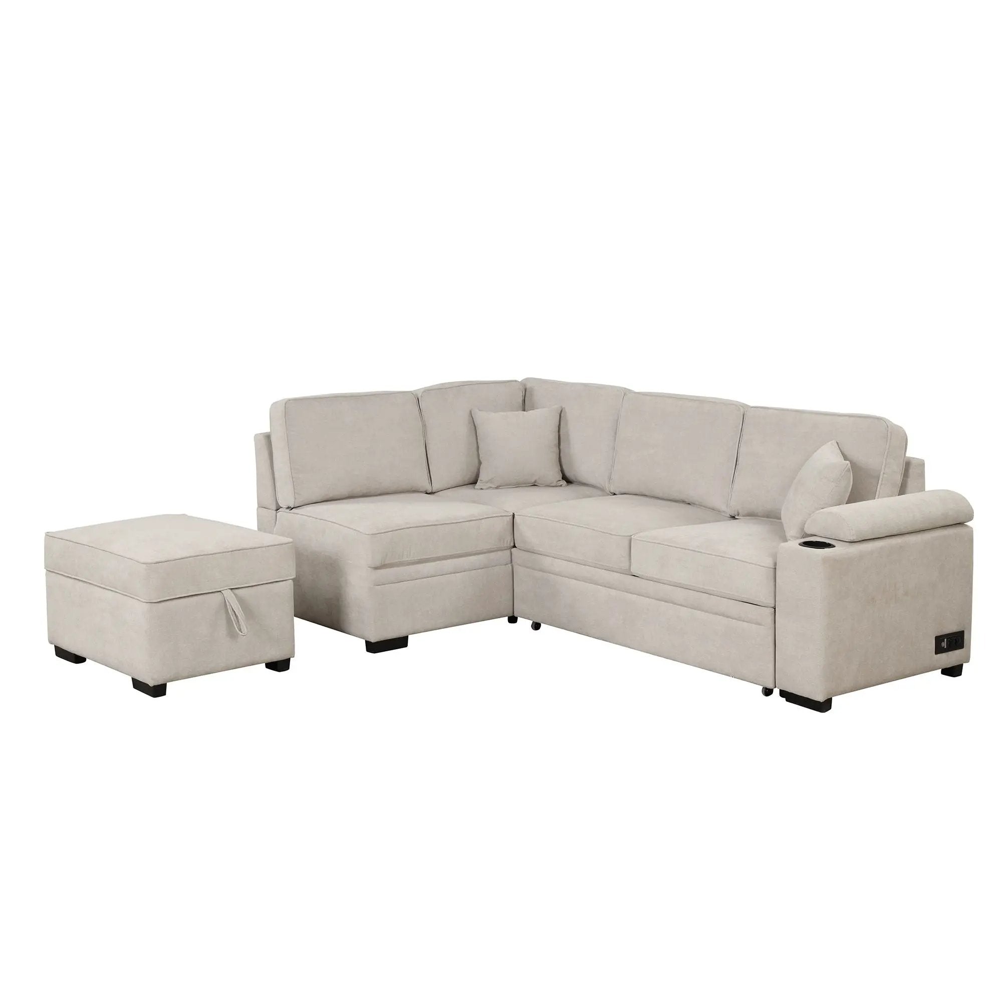 Sleeper Sofa Bed, 2 In 1 Pull Out Sofa Bed L Shape Couch With Storage Ottoman For Living Room, Bedroom Couch And Small Apartment by HouseOfZazla