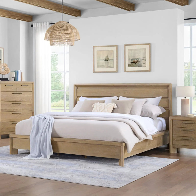 Panel Bed Frame With Unique Headboard And Included Slats by HouseOfZazla