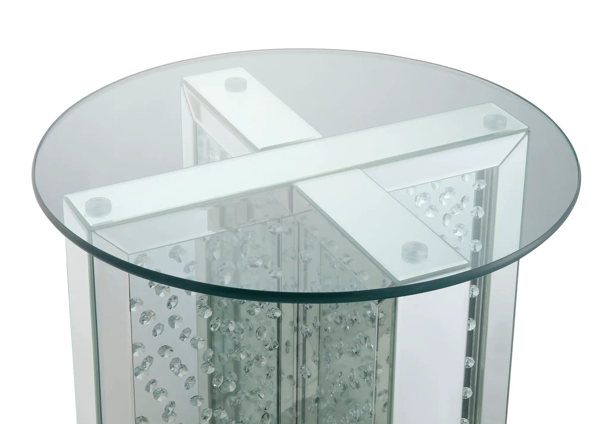 Nysa Mirrored & Faux Crystals End Table (Assembled) by HouseOfZazla