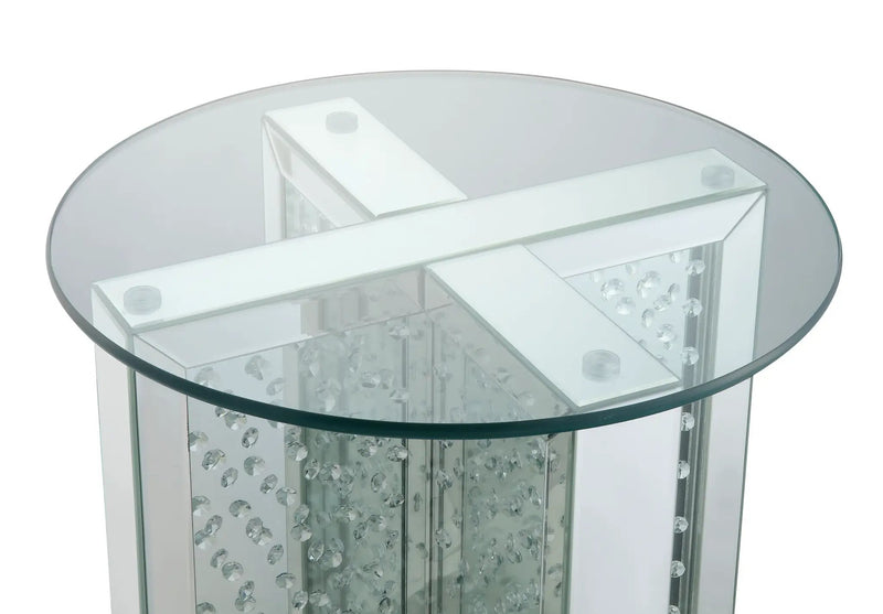 Nysa Mirrored & Faux Crystals End Table (Assembled) by HouseOfZazla