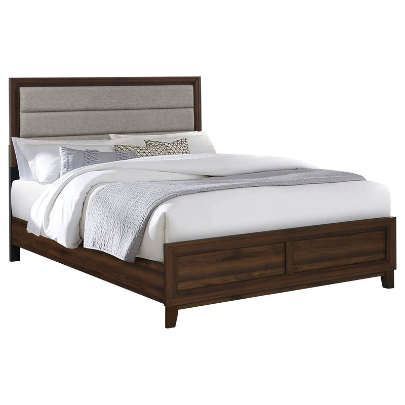 Welsley 50-inch Upholstered Eastern King Bed Walnut by Unique Piece Furniture