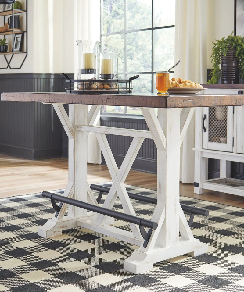 Valebeck - Rectangular Dining Room Counter Table - White / Brown by Unique Piece Furniture