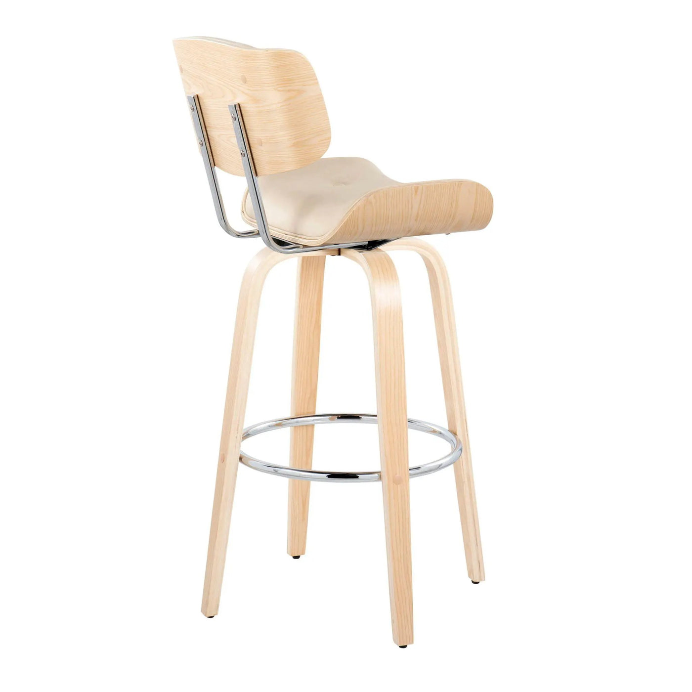 Lombardi - Mid Century Modern Fixed Height Barstool With Swivel With Round Footrest (Set of 2) by HouseOfZazla