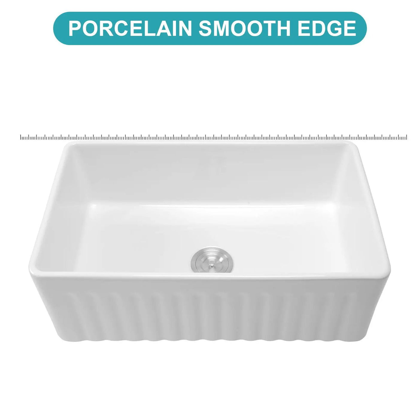 Ceramic Farmhouse Sink With Deep Basin And Stainless Steel Grid by HouseOfZazla