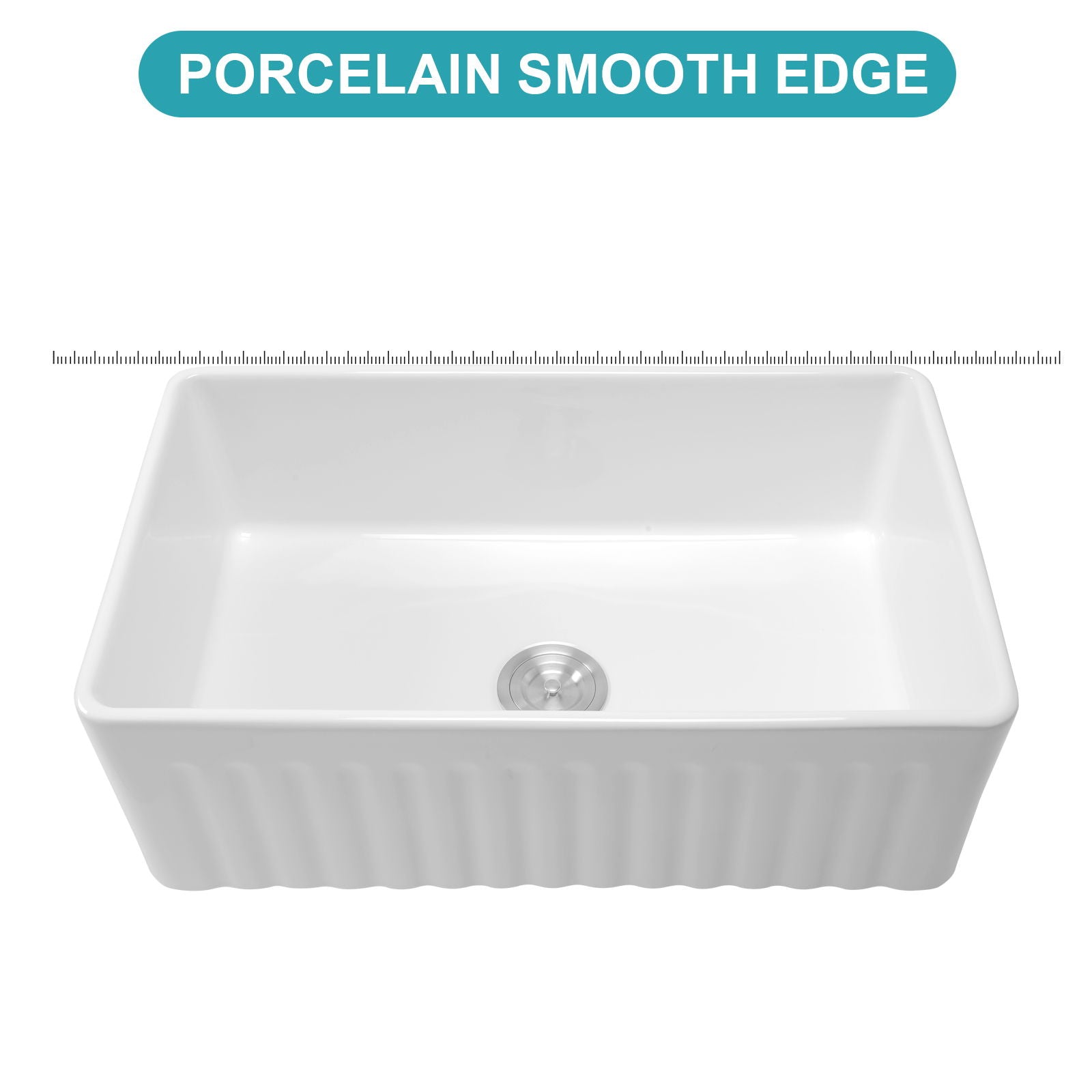 Ceramic Farmhouse Sink With Deep Basin And Stainless Steel Grid by HouseOfZazla