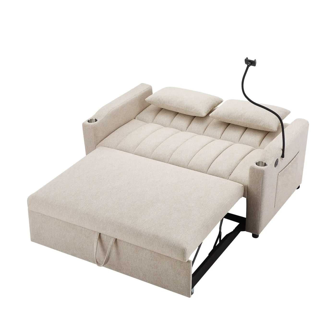 Convertible Sofa Bed Loveseat Sofa With Three USB Ports, Two Side Pockets, Two Cup Holders And 360° swivel Phone Holder For Living Room by HouseOfZazla