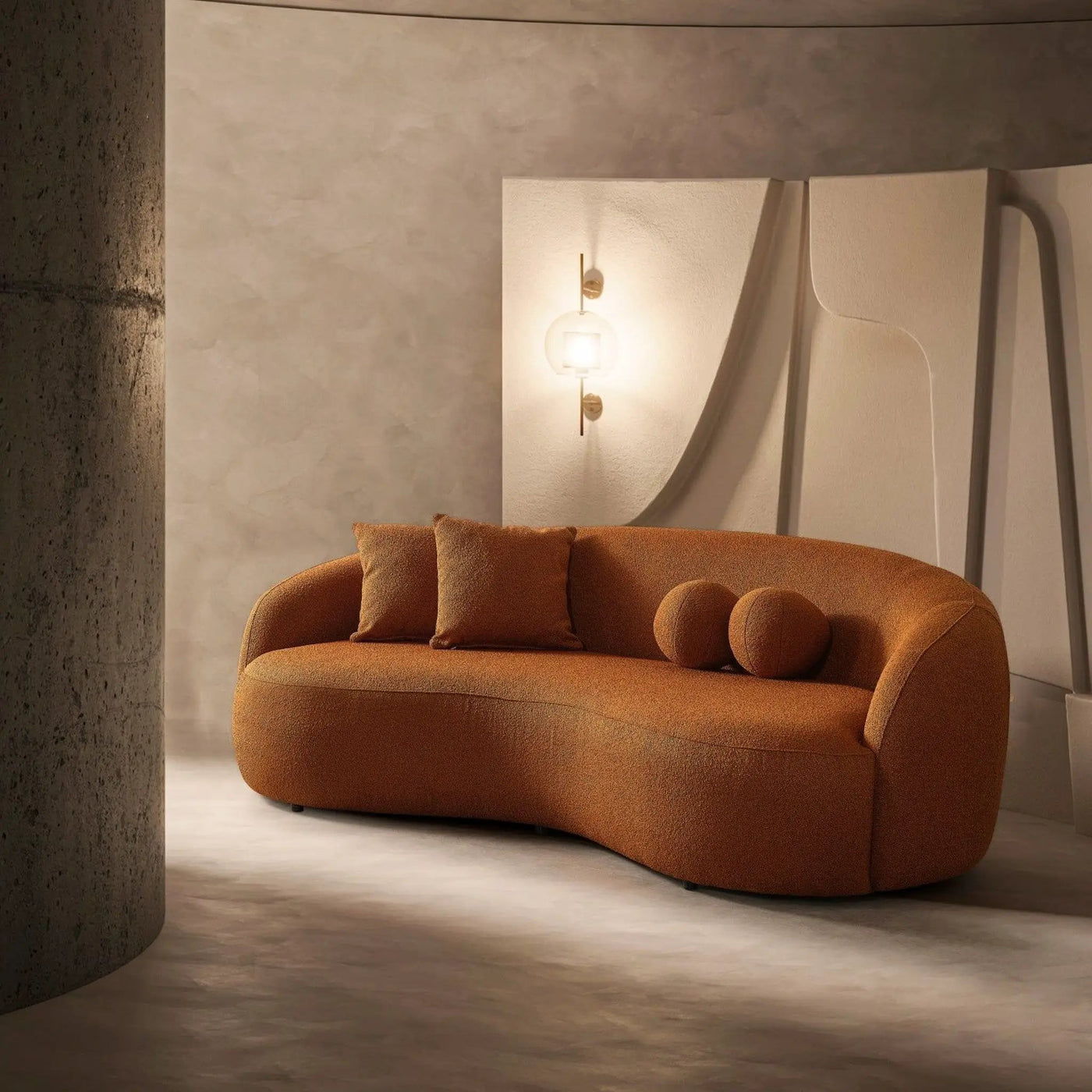 Drake - Japandi Style Curvy Boucle Sofa by Unique Piece Furniture