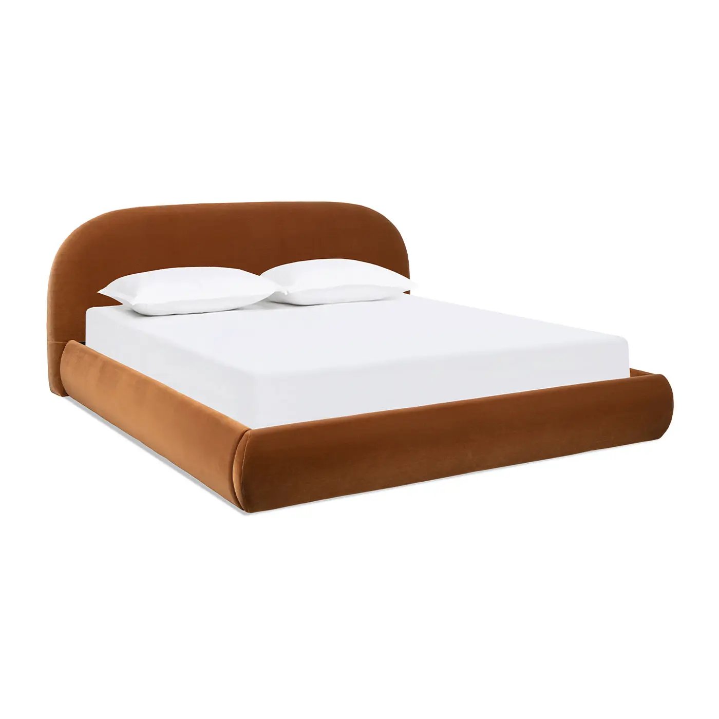Archie Puffy Grounded Upholstered Platform Bed, King, Burnt by HouseOfZazla