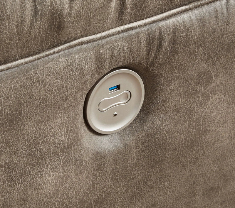 Ravenel - 3-Piece Power Reclining Sectional With Laf Power Reclining Loveseat With Console - Faux Leather - Fossil by Unique Piece Furniture